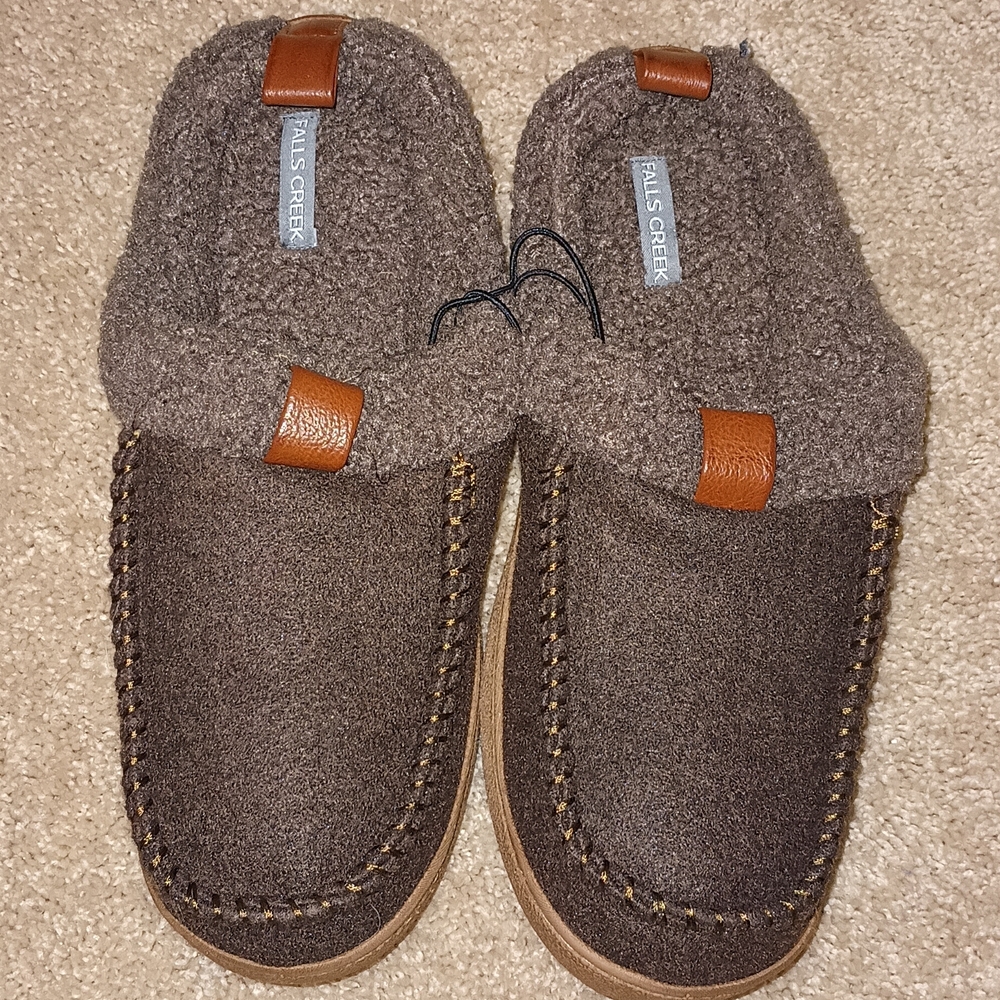 Men's Falls Creek Brown Memory Foam Slippers M 9-10
